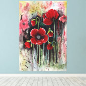 Mohnblumen in Aquarellen Leinwanddruck (Insitu (Holzboden))