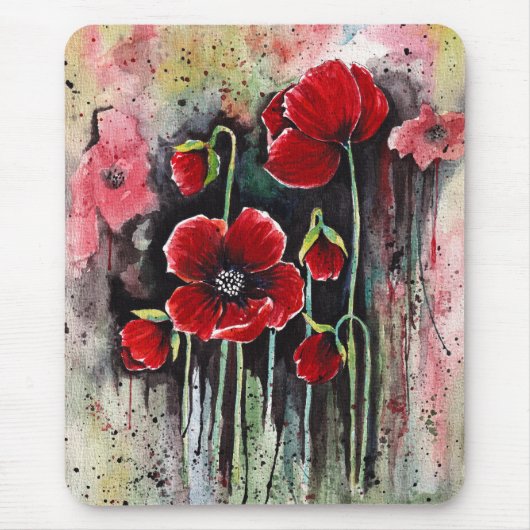 Mohnblumen in Aquarellen Mousepad (Vorne)