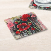 Mohnblumen in Aquarellen Rechteckiger Pappuntersetzer (angewinkelt)