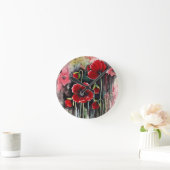 Mohnblumen in Aquarellen Runde Wanduhr (Zuhause)