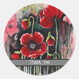 Mohnblumen in Aquarellen Runder Aufkleber