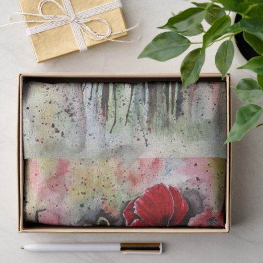 Mohnblumen in Aquarellen Seidenpapier (Geschenk)