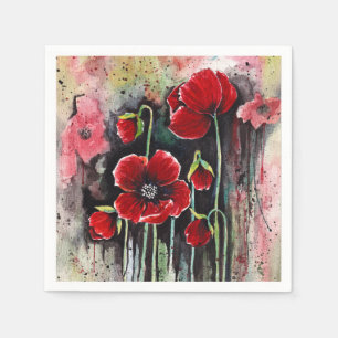 Mohnblumen in Aquarellen Serviette