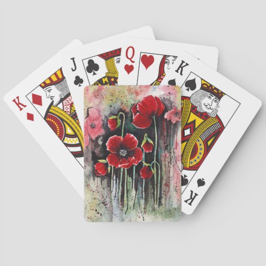 Mohnblumen in Aquarellen Spielkarten (Rückseite)