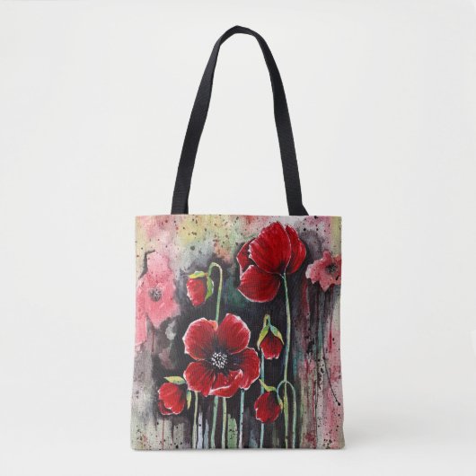 Mohnblumen in Aquarellen Tasche (Vorderseite)