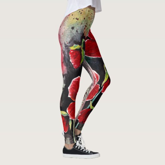 Mohnblumen in Aquarellfarben-Leggings Leggings (Rechts)