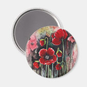 Mohnblumen in Aquarellfarben Magnet (Vorderseite/Rückseite)