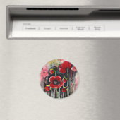 Mohnblumen in Aquarellfarben Magnet (In Situ (Geschirrspüler))