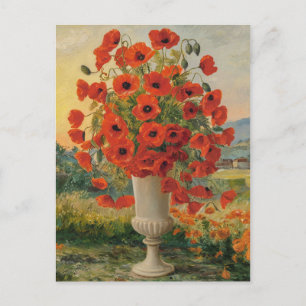 Mohnblumen in einer Vase, Van Goh Stil, Bunt Postkarte