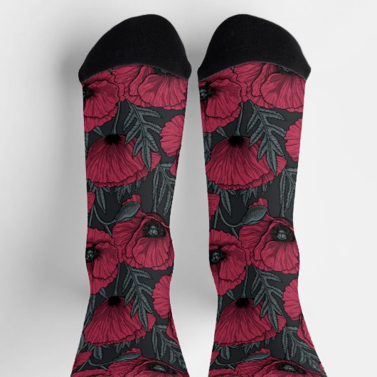 Mohnblumen in Viva Magenta Socken (Oben)