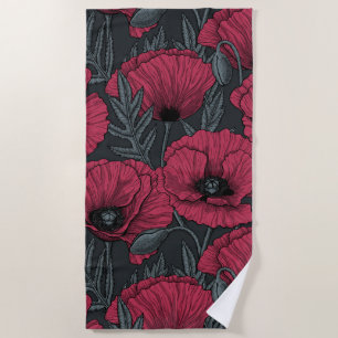 Mohnblumen in Viva Magenta Strandtuch