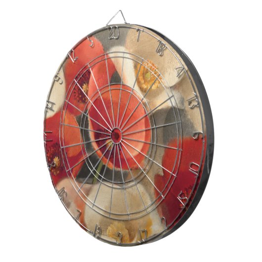 Mohnblumen in voller Blüte Dartscheibe (Vorderseite rechts)