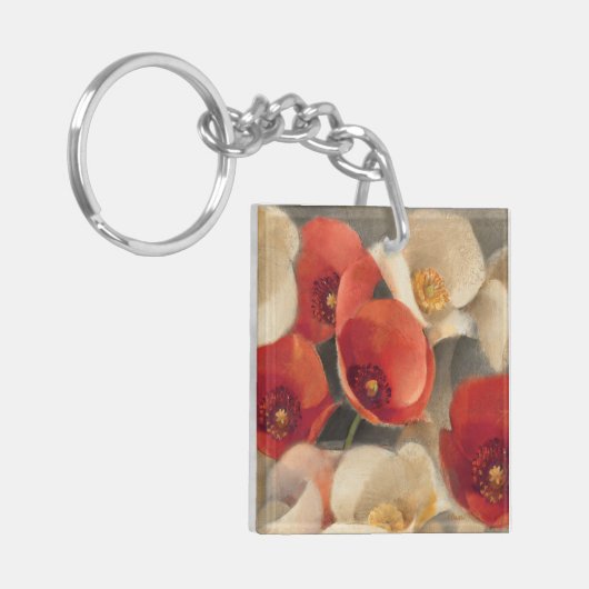 Mohnblumen in voller Blüte Schlüsselanhänger (Vorderseite links)