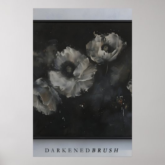 Mohnblumen Kunst, Dunkle Blumen, Abstrakte Blumenk Poster (Vorne)