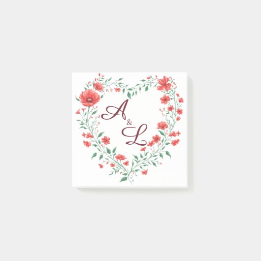 Mohnblumen-Liebenskarte Post-it Klebezettel (Vorderseite)