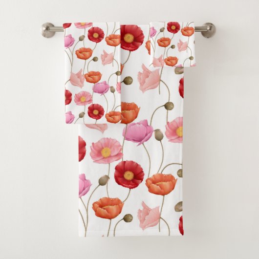 Mohnblumen Muster Badhandtuch Set (Insitu)