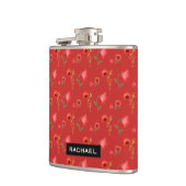 Mohnblumen Muster Personalised Flachmann (Links)