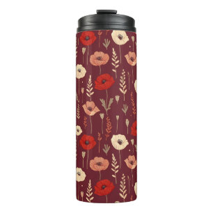 Mohnblumen-Muster Thermosbecher
