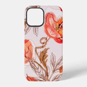 Mohnblumen Nahtloses Muster auf beigem Hintergrund iPhone 12 Hülle