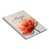 Mohnblumen-Notizbuch Name | Rotes Blumen Journal Notizblock (Rechte Seite)