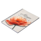 Mohnblumen-Notizbuch Name | Rotes Blumen Journal Notizblock (Linke Seite)
