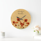 Mohnblumen-personalisierte Küchen-Uhr Große Wanduhr (Zuhause)