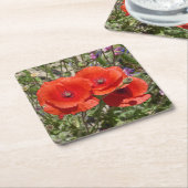 MOHNBLUMEN RECHTECKIGER PAPPUNTERSETZER (angewinkelt)
