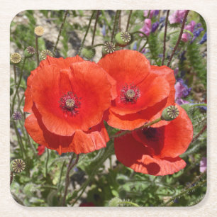 MOHNBLUMEN RECHTECKIGER PAPPUNTERSETZER