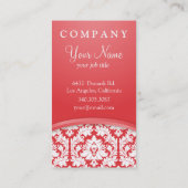 Mohnblumen-Rot-Damast Visitenkarte (Rückseite)