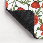Mohnblumen, rot und grün auf weiß mousepad (Ecke)