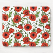 Mohnblumen, rot und grün auf weiß mousepad (Vorne)
