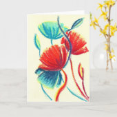 Mohnblumen-rote blaue Gruß-Karte Karte (Gelbe Blume)