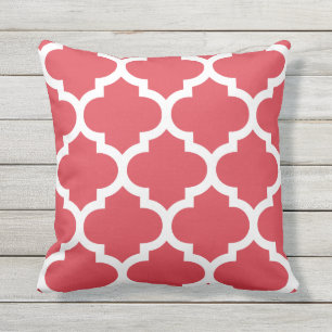 Mohnblumen-roter Marokkaner Quatrefoil Kissen im Für Draußen