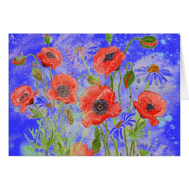 "Mohnblumen-surreale" Karte (Vorderseite (Horizontal))