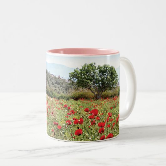 Mohnblumen-Tasse Zweifarbige Tasse (VorderseiteRechts)