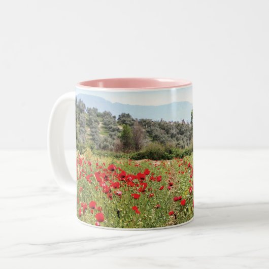 Mohnblumen-Tasse Zweifarbige Tasse (Vorderseite Links)