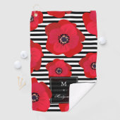 Mohnblumen u. Streifen - Monogramm Golfhandtuch (Insitu)