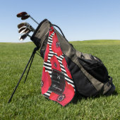 Mohnblumen u. Streifen - Monogramm Golfhandtuch (Gras)