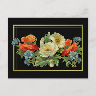Mohnblumen und Cornblumen Vintage Blumenpostkarte Postkarte