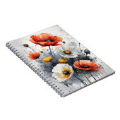 Mohnblumen und Gänseblümchen - Aquarellblumen Notizblock (Rechte Seite)