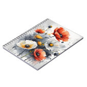 Mohnblumen und Gänseblümchen - Aquarellblumen Notizblock (Linke Seite)