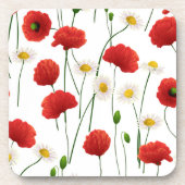 Mohnblumen und Gänseblümchen Getränkeuntersetzer (Vorderseite)