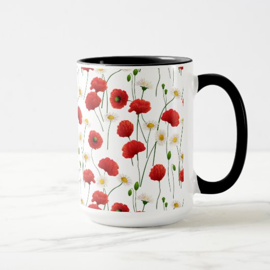 Mohnblumen und Gänseblümchen Tasse (Rechts)