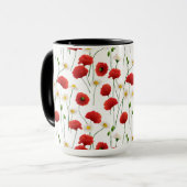 Mohnblumen und Gänseblümchen Tasse (Vorderseite Links)