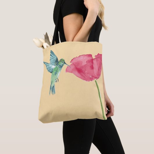 Mohnblumen und Kolibri-Tasche Tasche (Von Nahem)