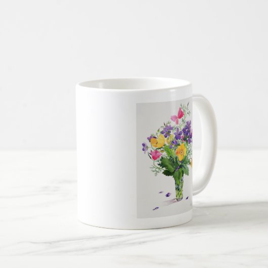 Mohnblumen und Pelargonien Kaffeetasse (VorderseiteRechts)