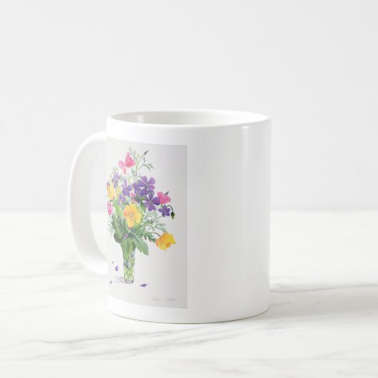 Mohnblumen und Pelargonien Kaffeetasse (Vorderseite Links)
