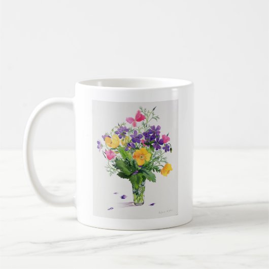 Mohnblumen und Pelargonien Kaffeetasse (Links)