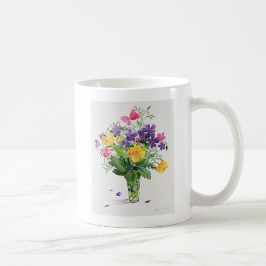 Mohnblumen und Pelargonien Kaffeetasse (Rechts)