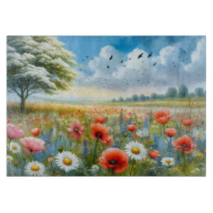 Mohnblumen-Wiese-Schneidbrett Schneidebrett
